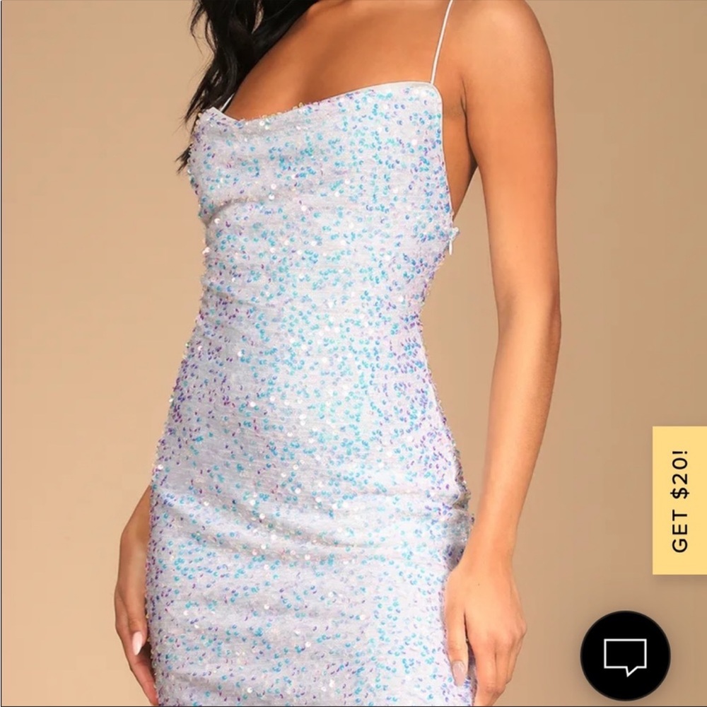 LULUS White iridescent Mini Dress SIZE MEDIUM